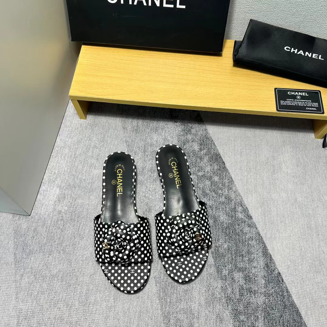 CHANE1 カメリア水玉スリッパ【50％割引+送料無料】