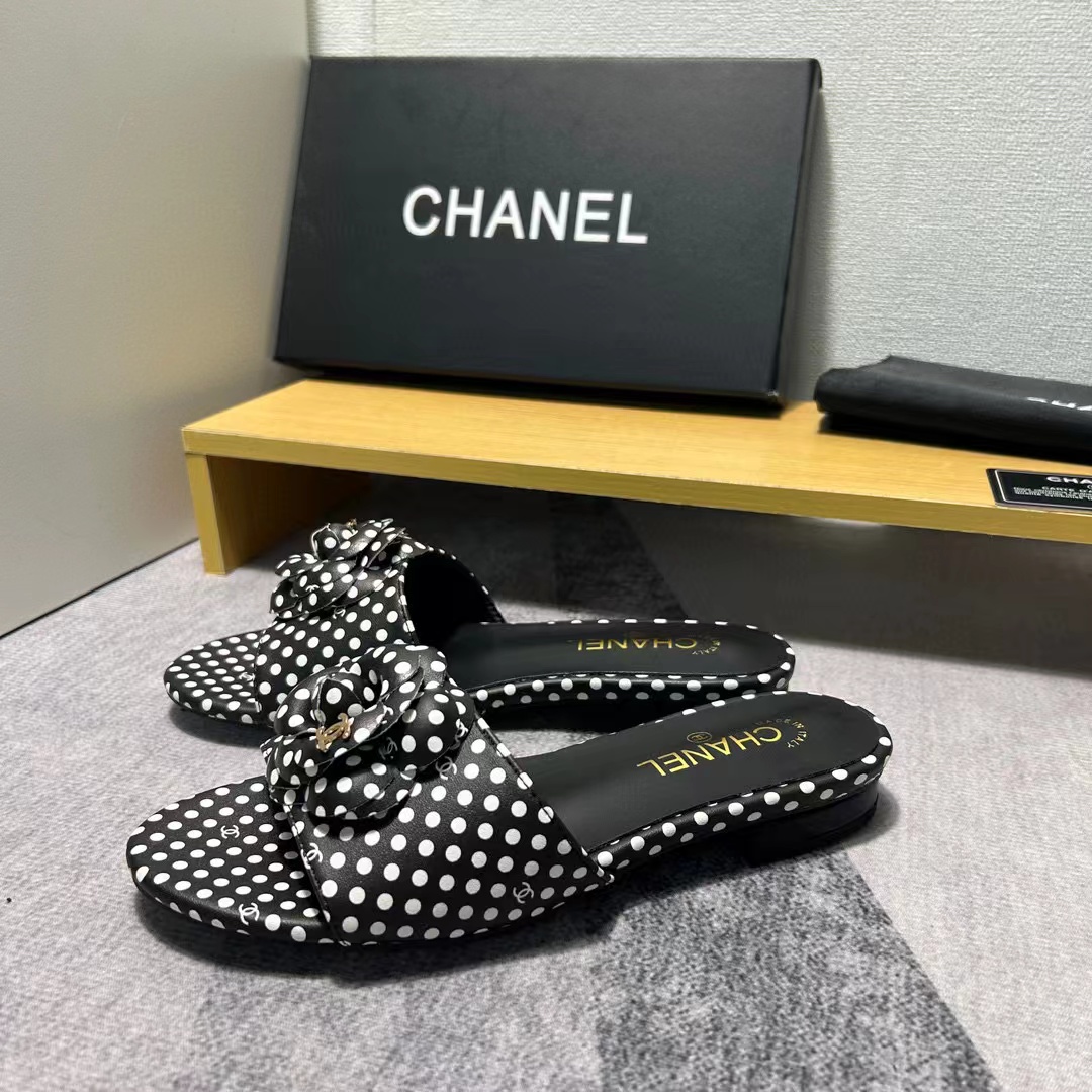 CHANE1 カメリア水玉スリッパ【50％割引+送料無料】