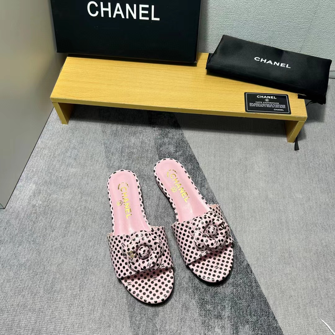 CHANE1 カメリア水玉スリッパ【50％割引+送料無料】