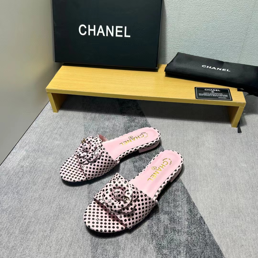 CHANE1 カメリア水玉スリッパ【50％割引+送料無料】
