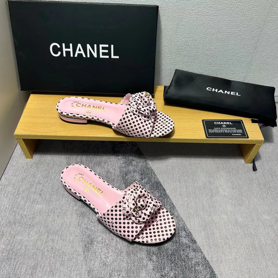 CHANE1 カメリア水玉スリッパ【50％割引+送料無料】