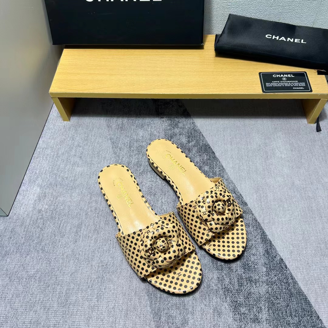 CHANE1 カメリア水玉スリッパ【50％割引+送料無料】