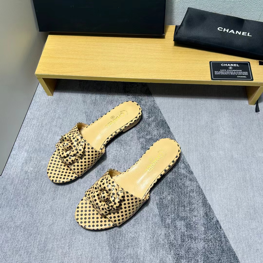 CHANE1 カメリア水玉スリッパ【50％割引+送料無料】