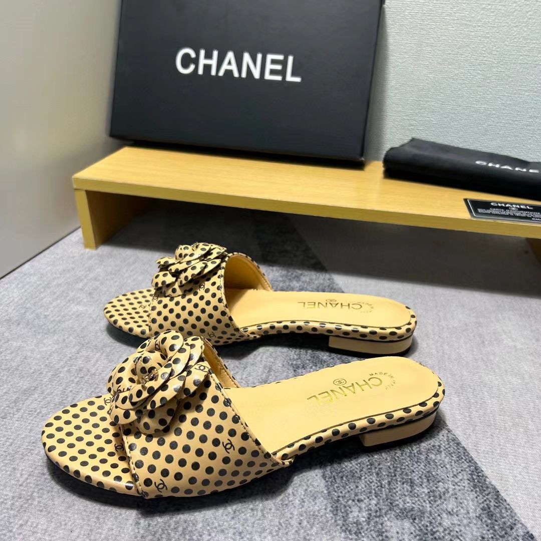 CHANE1 カメリア水玉スリッパ【50％割引+送料無料】
