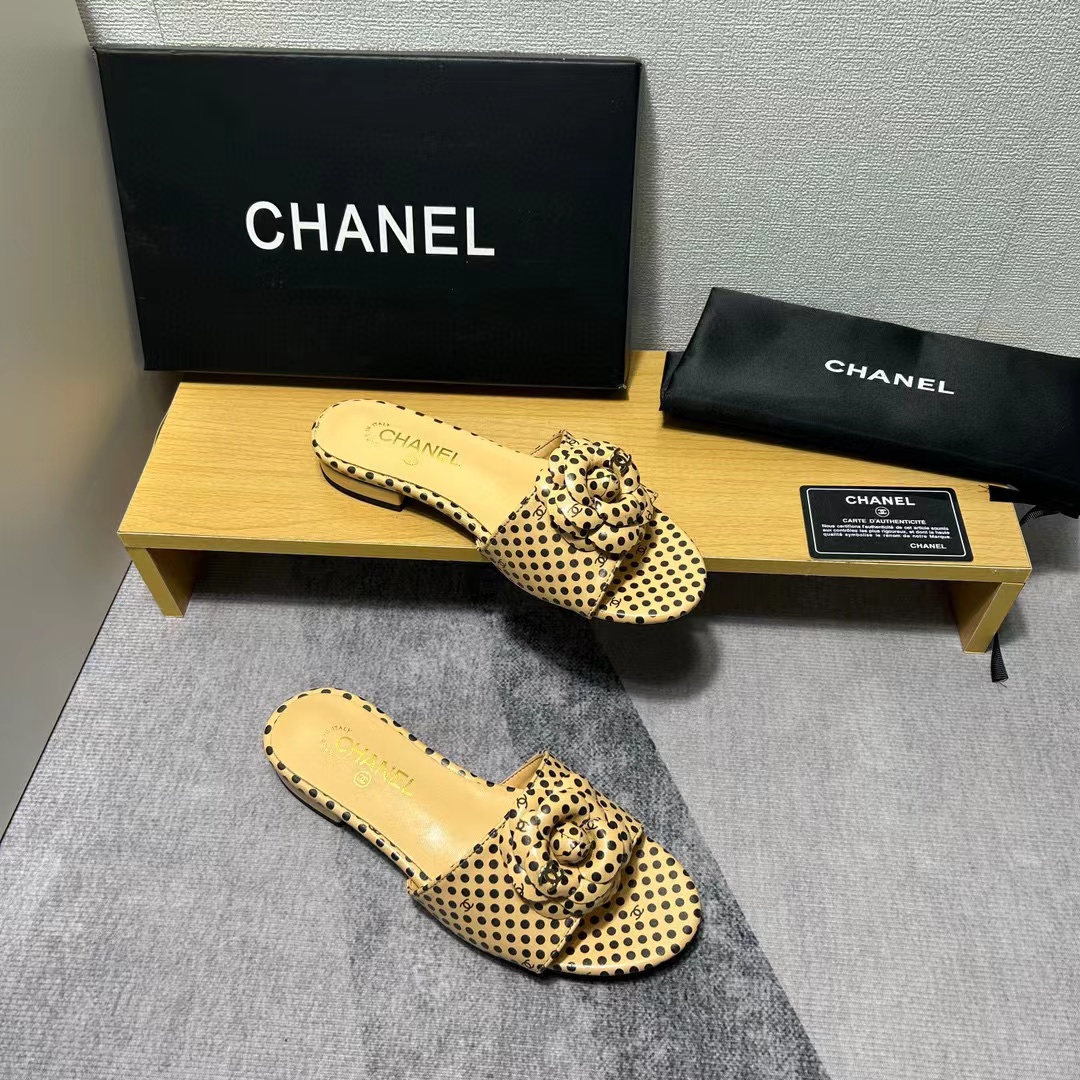 CHANE1 カメリア水玉スリッパ【50％割引+送料無料】