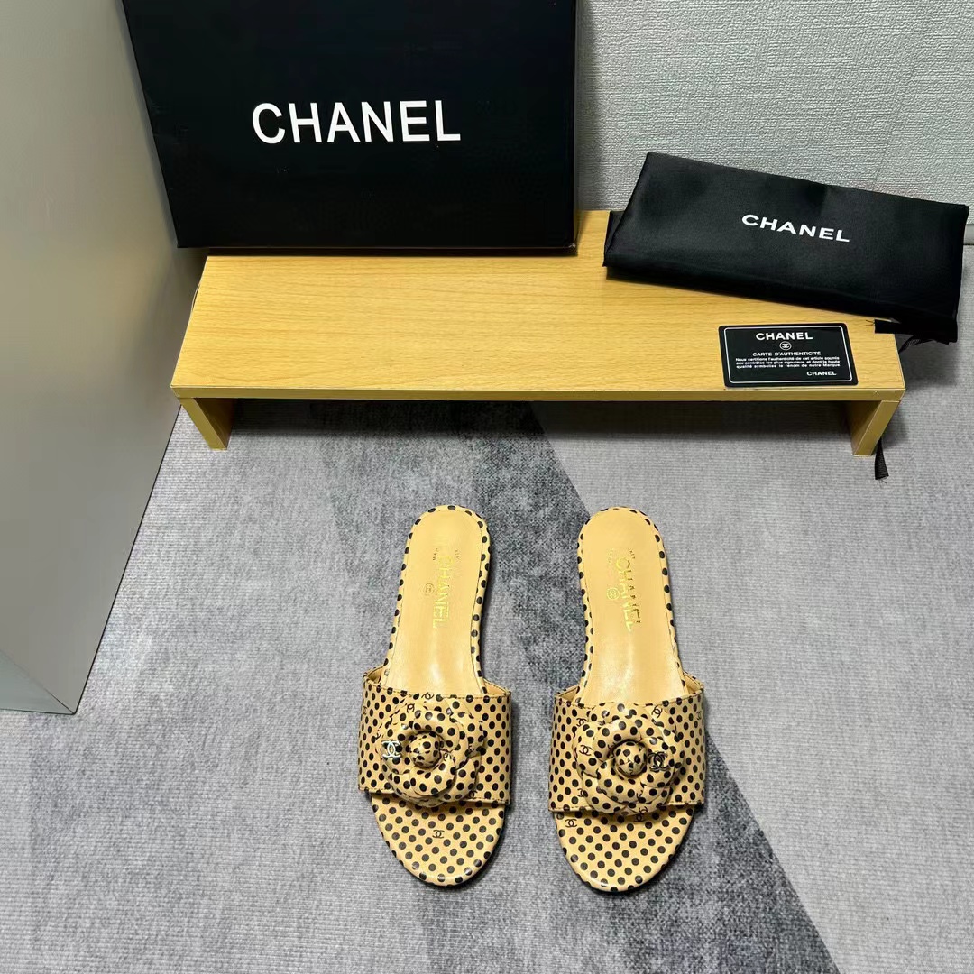 CHANE1 カメリア水玉スリッパ【50％割引+送料無料】