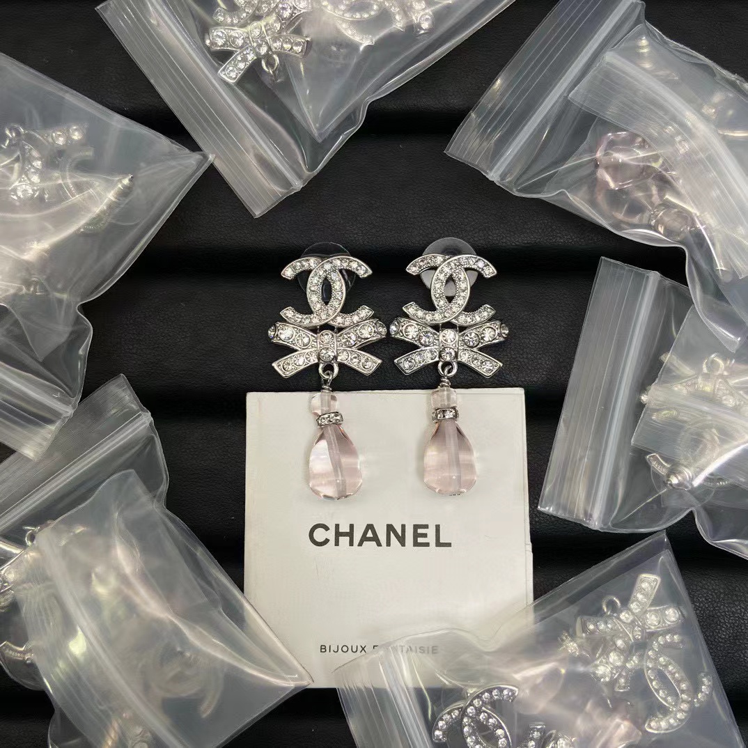 CHANE1 クリスタルボウピアス【50％割引+送料無料】