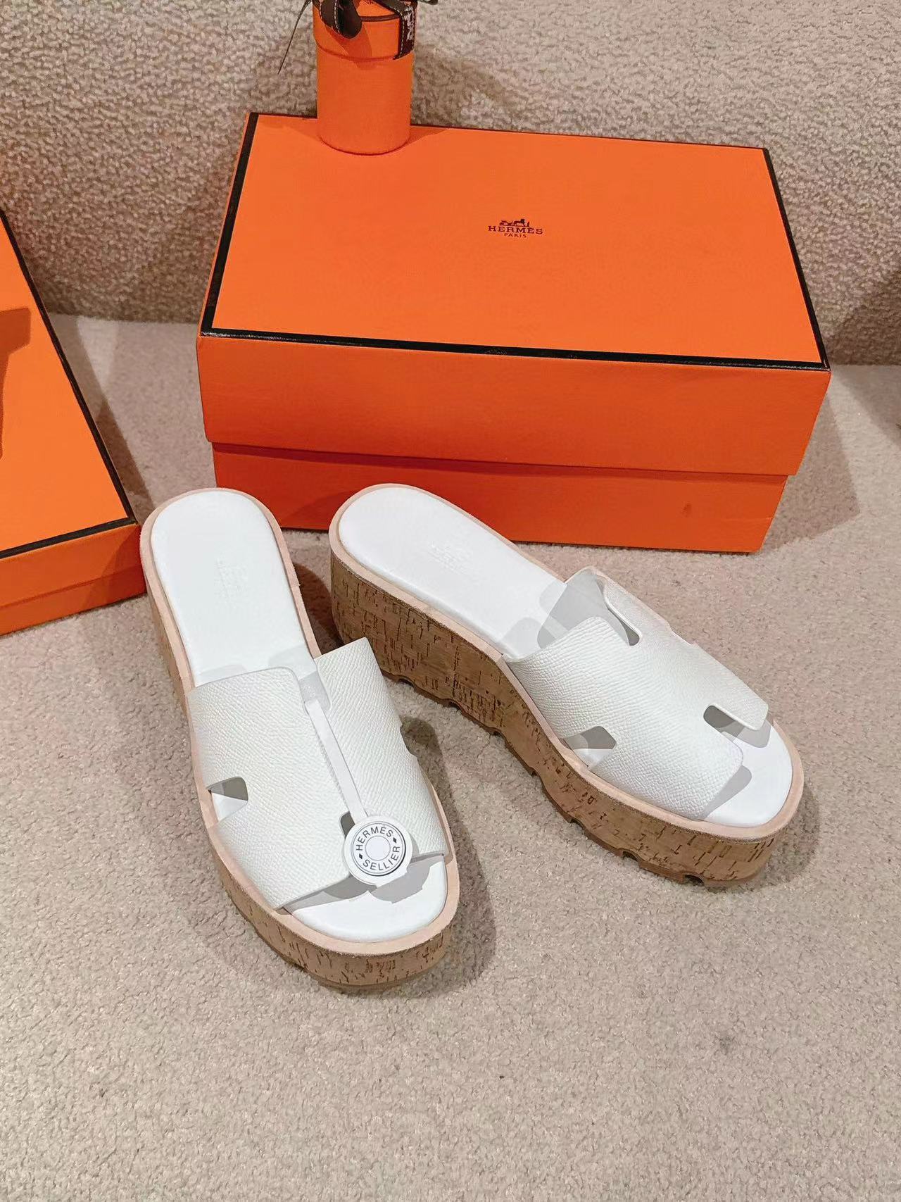 HERME5 高品質牛革厚底スリッパ【50％割引+送料無料】