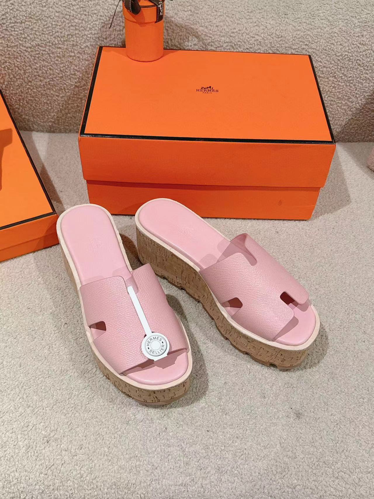 HERME5 高品質牛革厚底スリッパ【50％割引+送料無料】