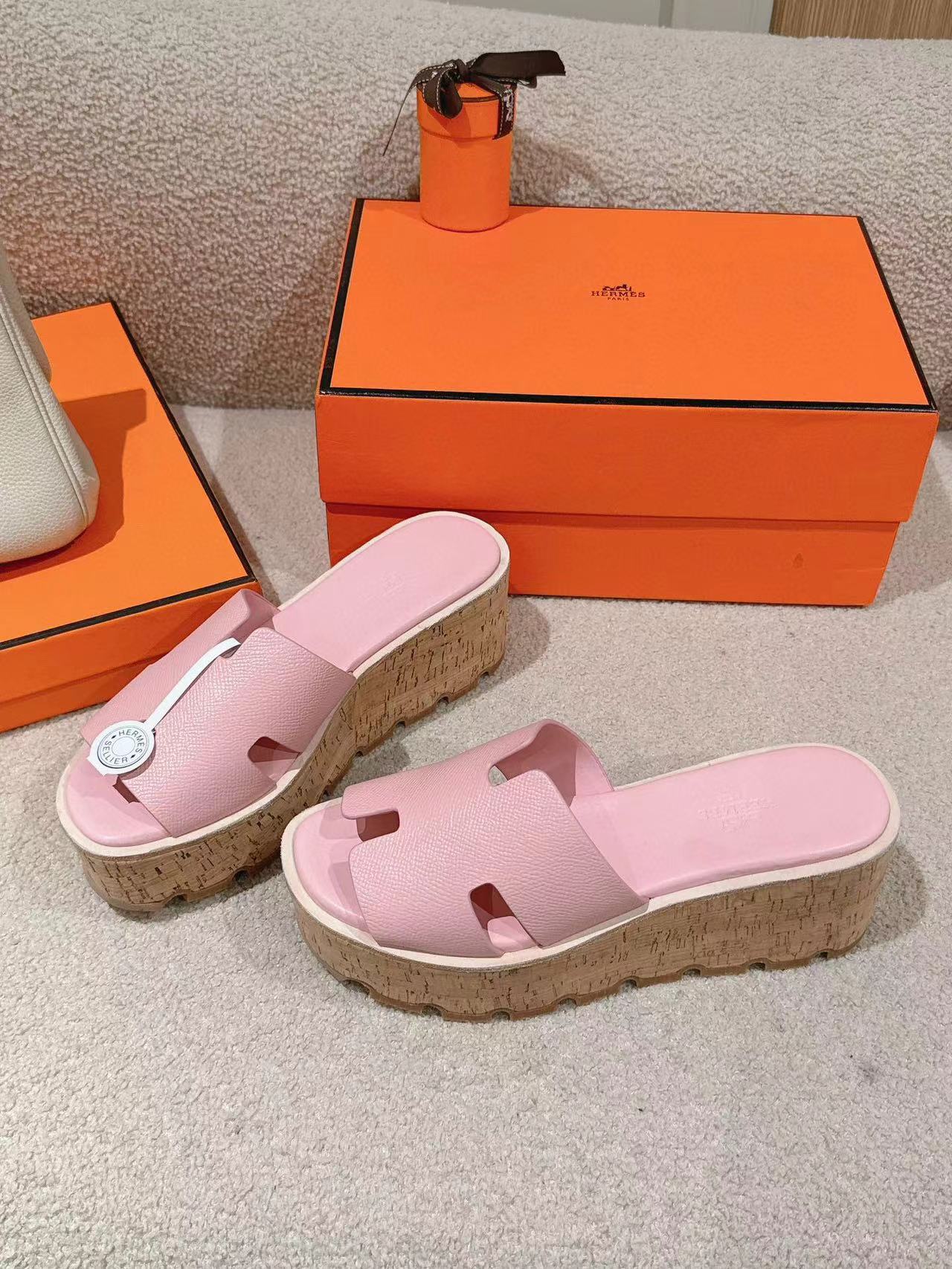 HERME5 高品質牛革厚底スリッパ【50％割引+送料無料】