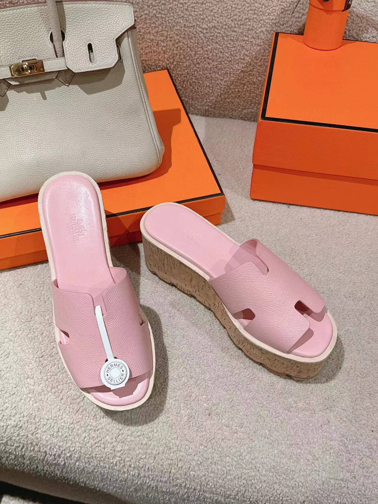 HERME5 高品質牛革厚底スリッパ【50％割引+送料無料】