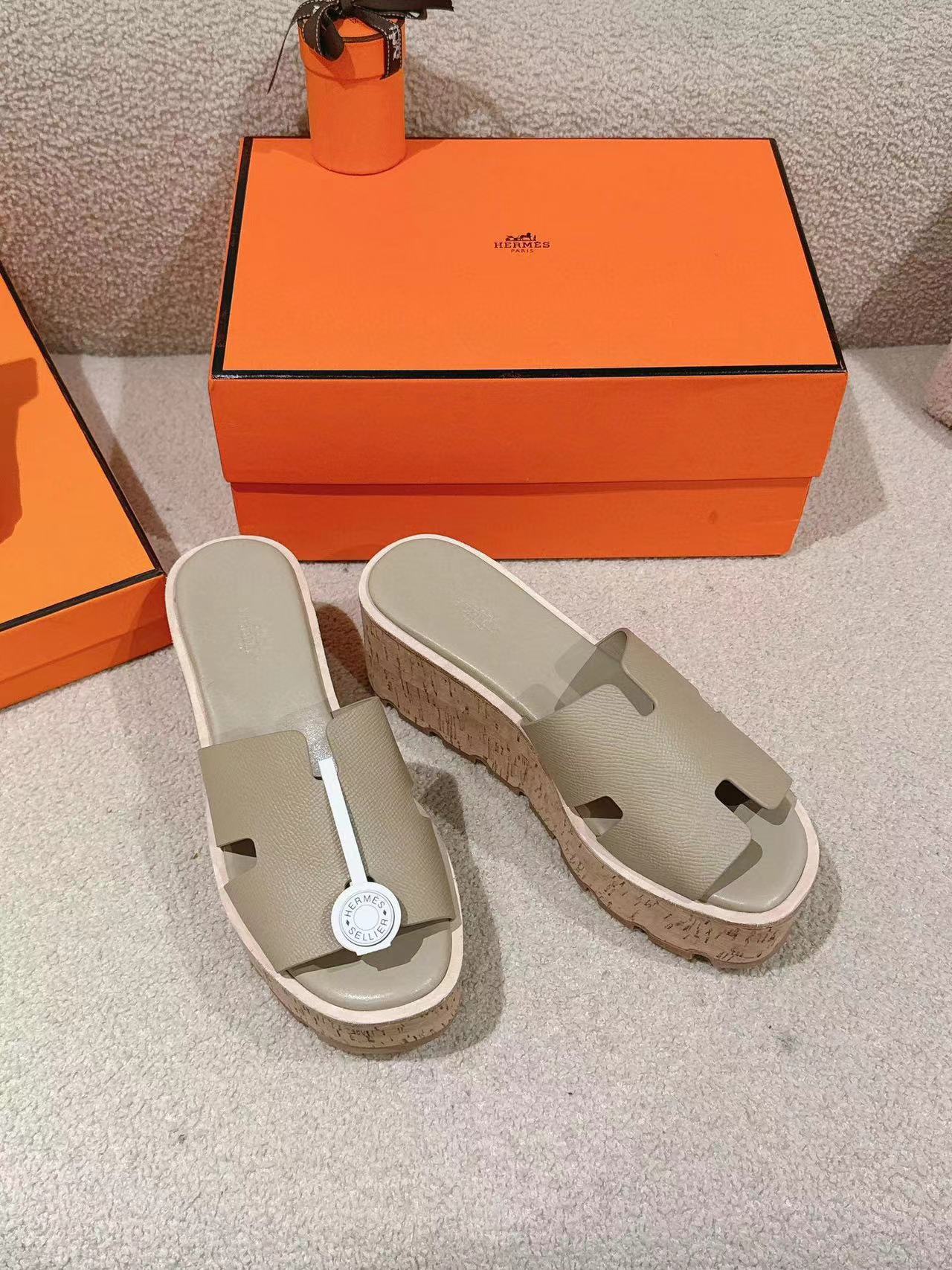 HERME5 高品質牛革厚底スリッパ【50％割引+送料無料】