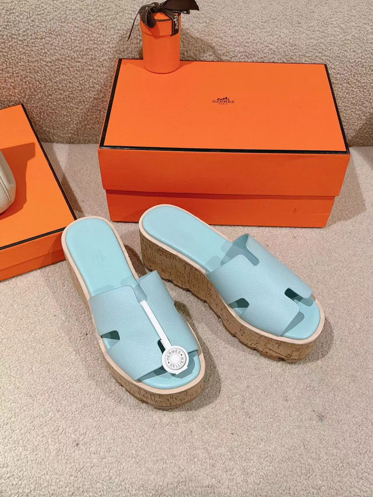 HERME5 高品質牛革厚底スリッパ【50％割引+送料無料】