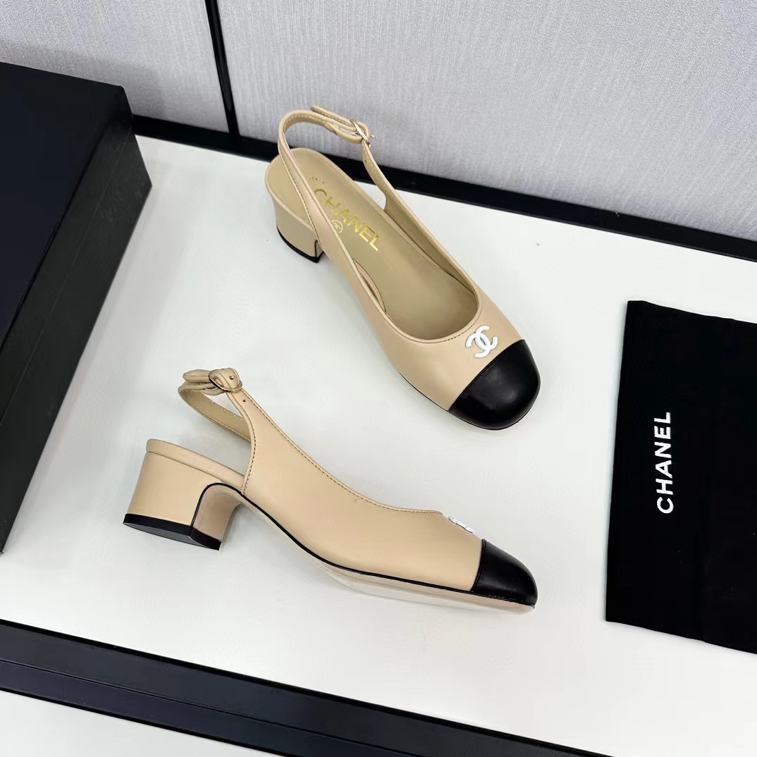 CHANE1 上質牛革カラーブロックローヒールサンダル【50％割引+送料無料】