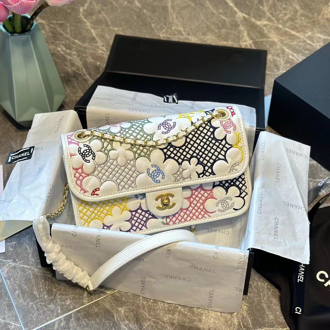 CHANE1 フラワー CF ショルダー クロスボディバッグ【50％割引+送料無料】