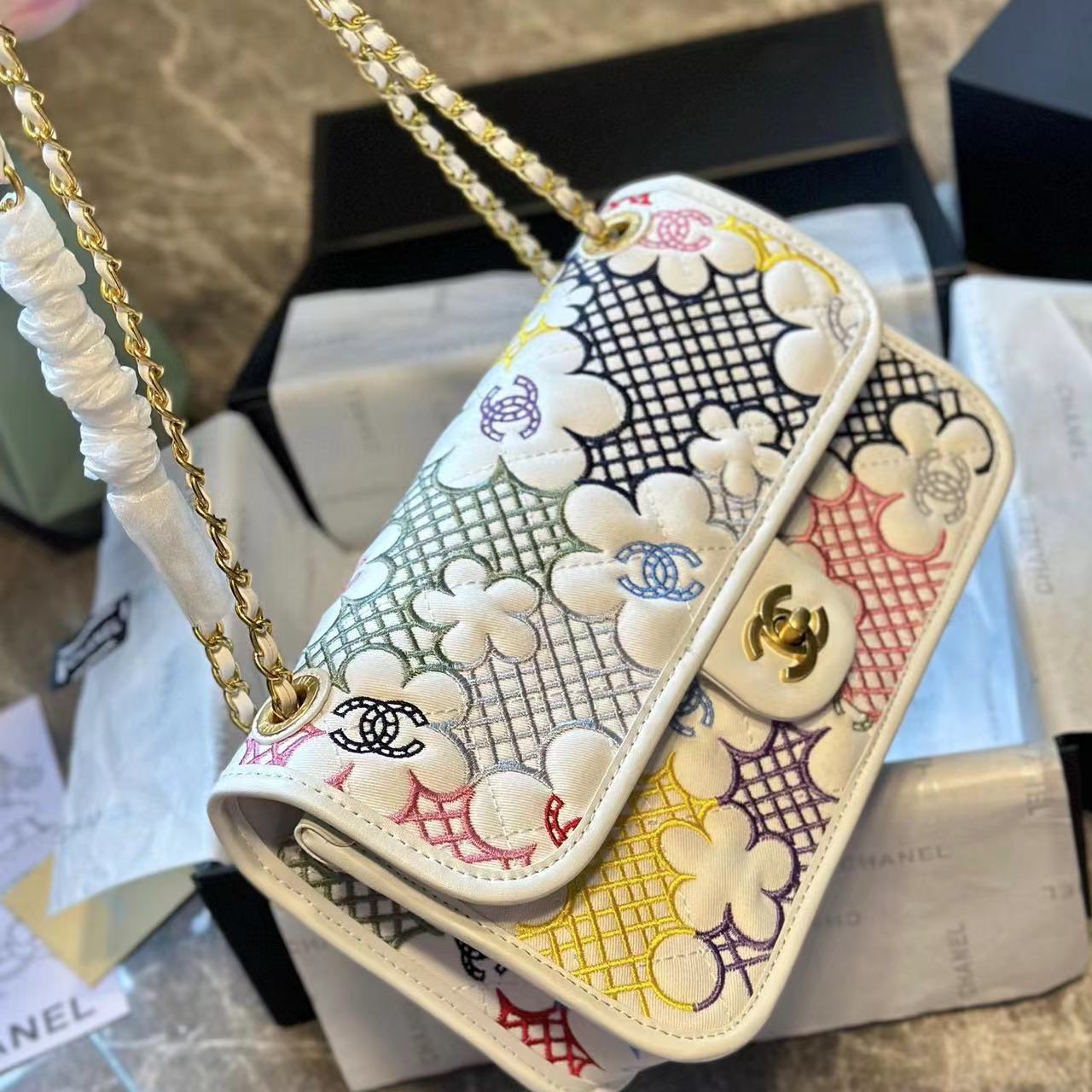 CHANE1 フラワー CF ショルダー クロスボディバッグ【50％割引+送料無料】