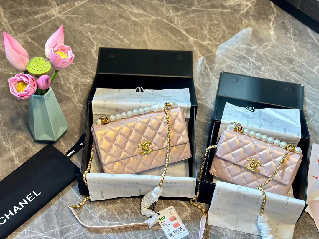 CHANE1 ピュアレザーパールチェーンバッグ【50％割引+送料無料】