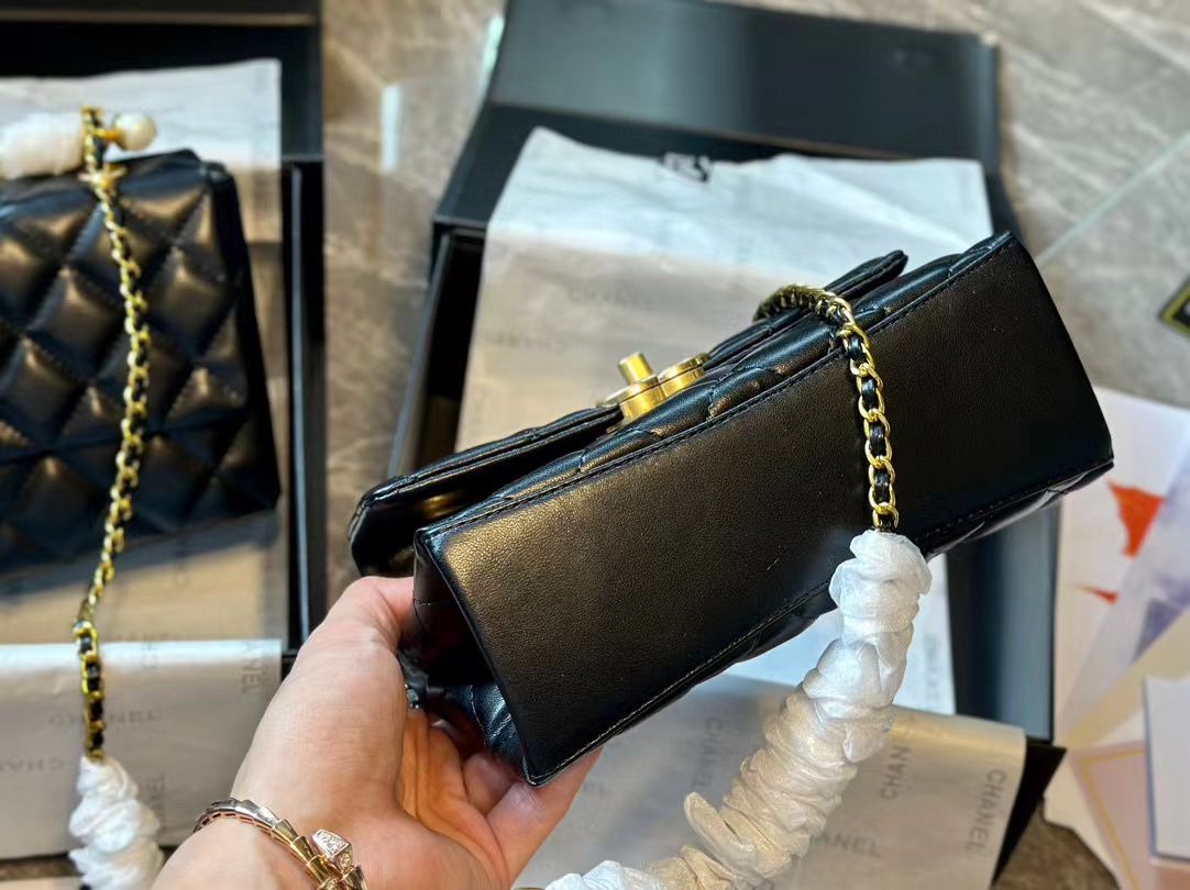 CHANE1 ピュアレザーパールチェーンバッグ【50％割引+送料無料】