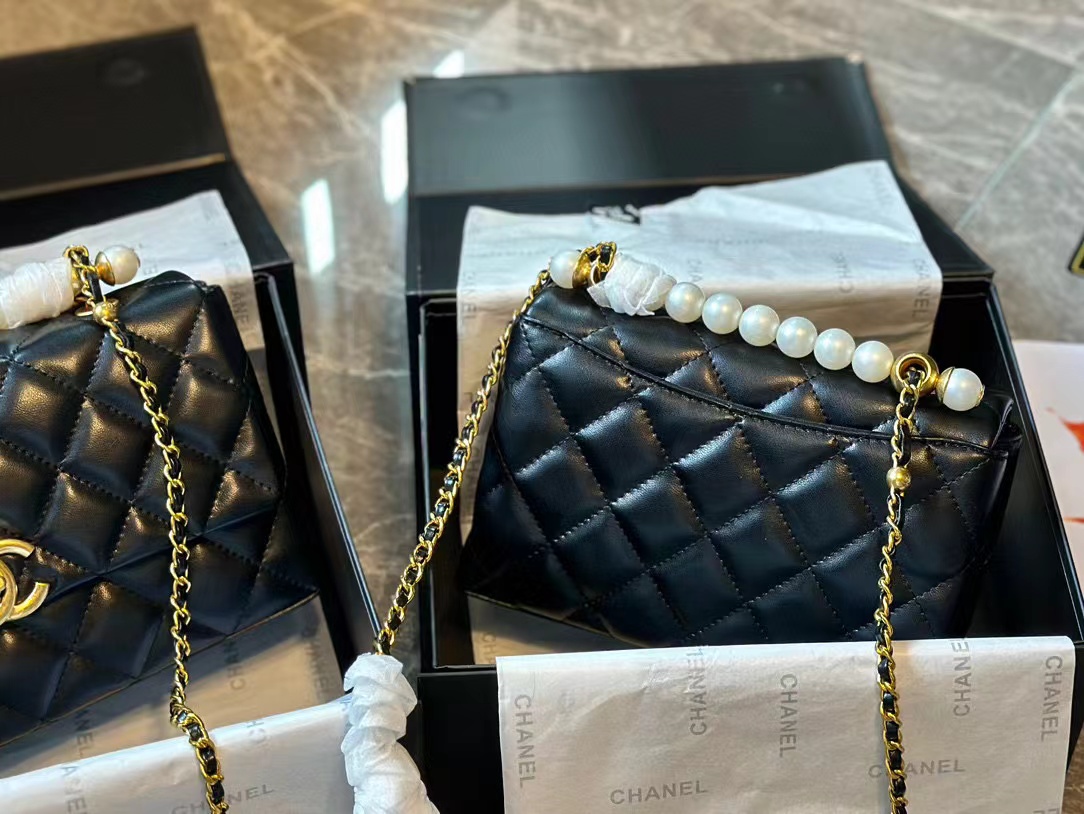 CHANE1 ピュアレザーパールチェーンバッグ【50％割引+送料無料】