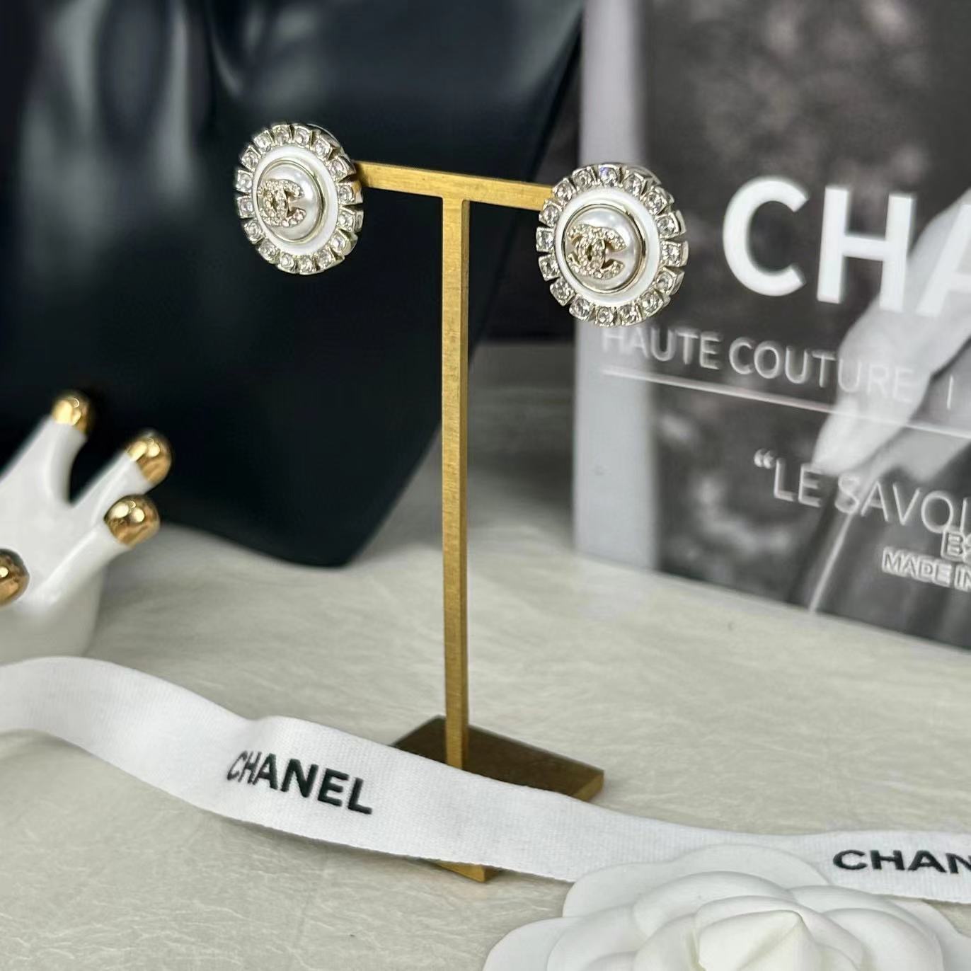 CHANE1 ひまわり スクエア ダイヤモンド パール イヤリング【50％割引+送料無料】