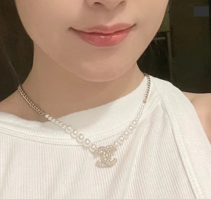 CHANE1 ダブルC パールネックレス AS【50％割引+送料無料】