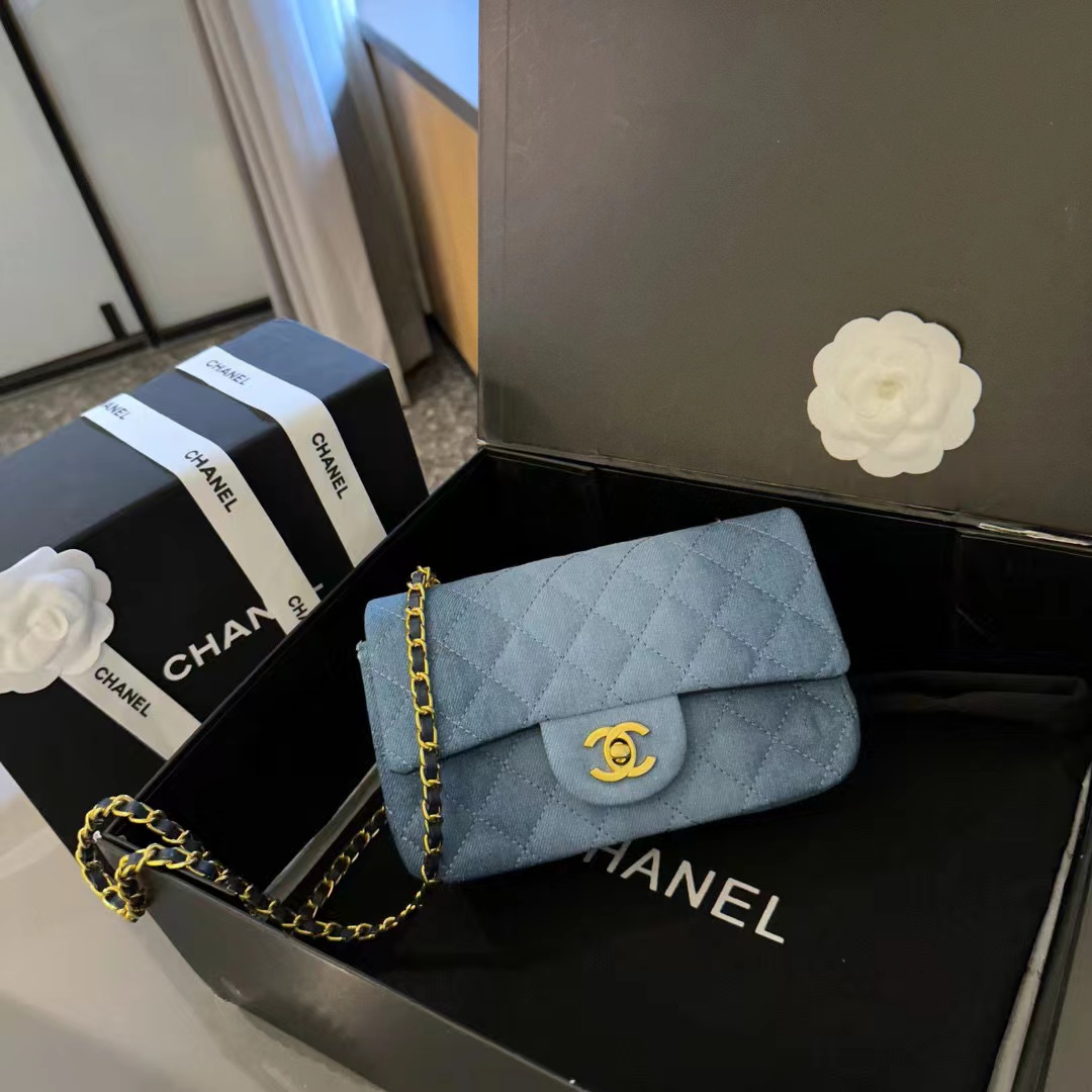 CHANE1 新作デニムチェーンショルダークロスボディバッグ【50％割引+送料無料】