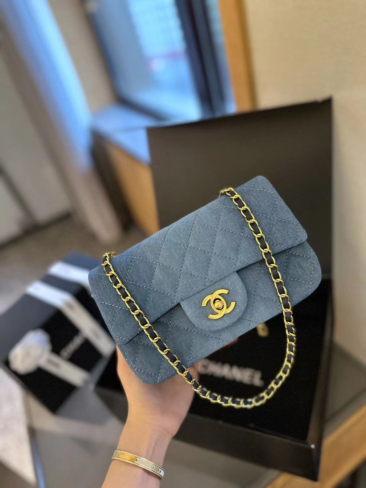 CHANE1 新作デニムチェーンショルダークロスボディバッグ【50％割引+送料無料】