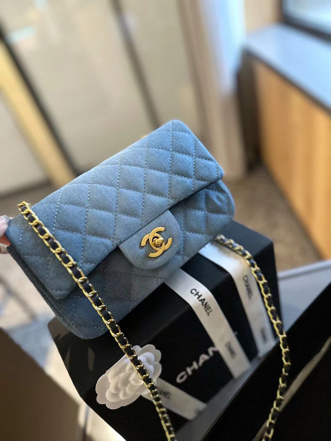 CHANE1 新作デニムチェーンショルダークロスボディバッグ【50％割引+送料無料】