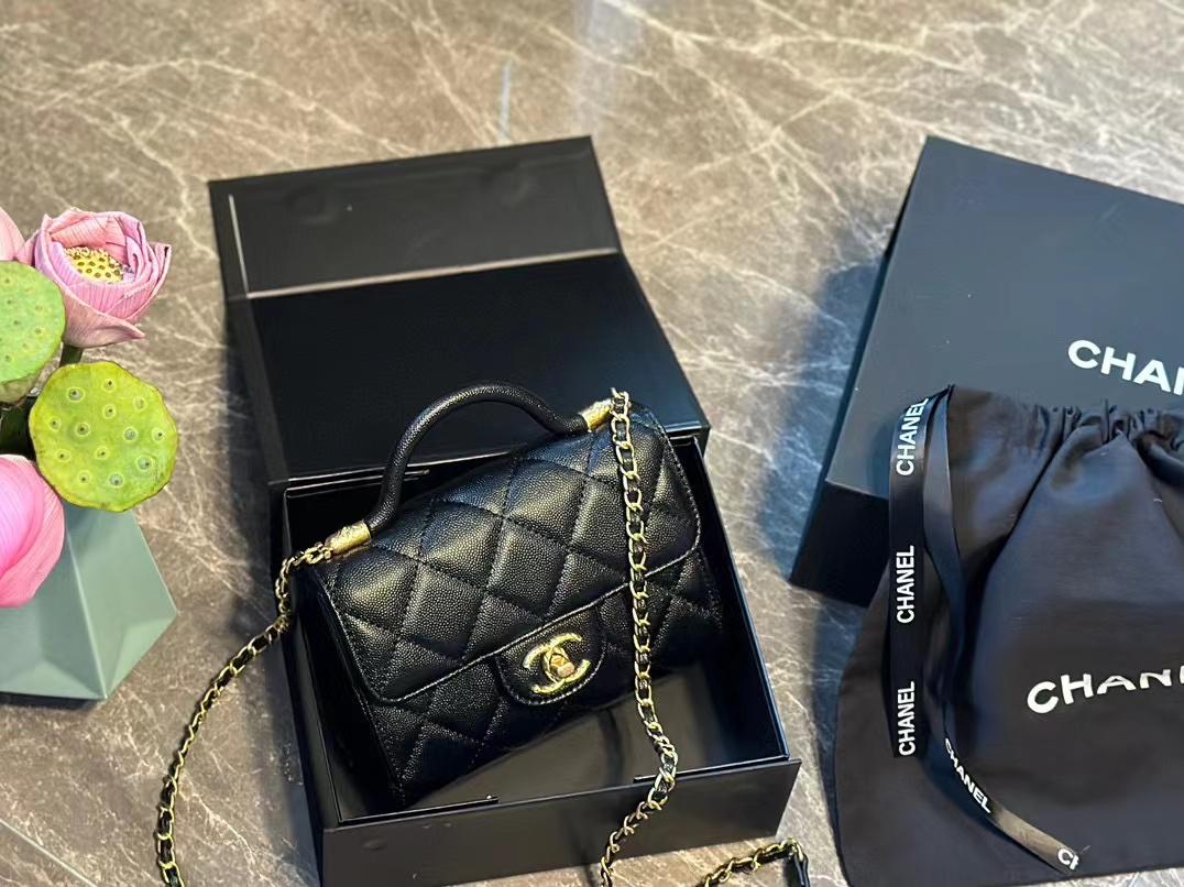 CHANE1 ゴールド バックル ダブル C チェーン ハンドバッグ【50％割引+送料無料】