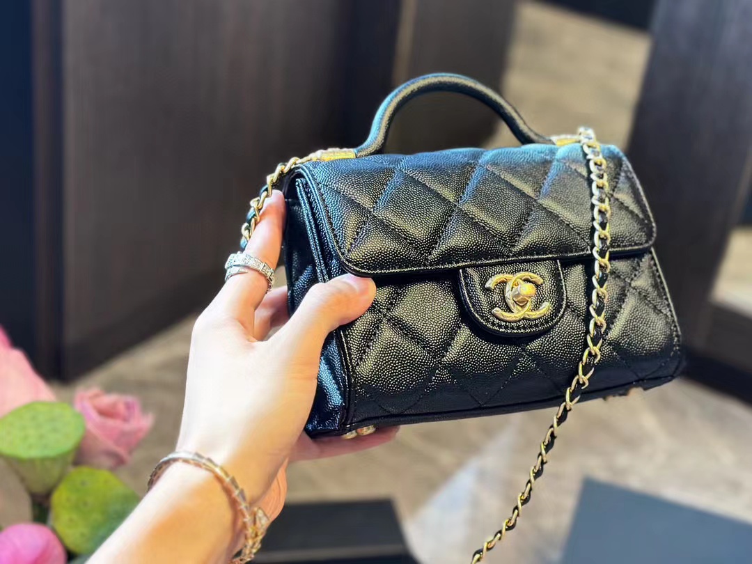 CHANE1 ゴールド バックル ダブル C チェーン ハンドバッグ【50％割引+送料無料】