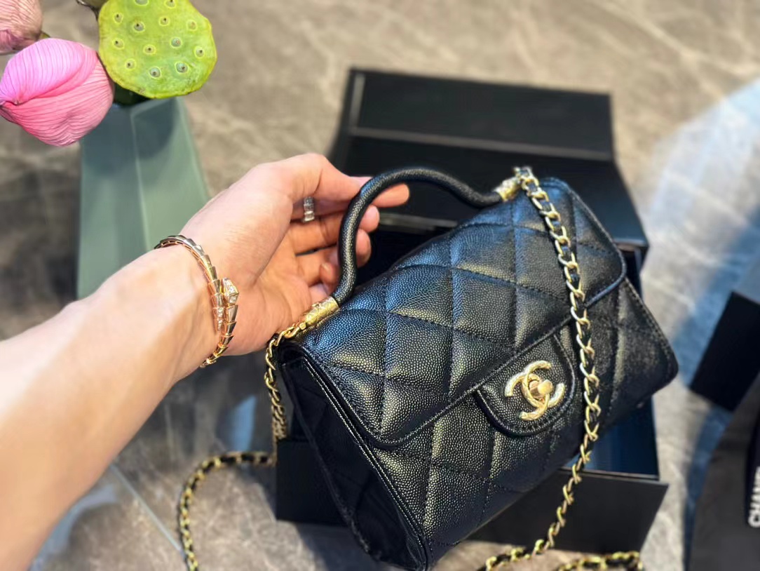 CHANE1 ゴールド バックル ダブル C チェーン ハンドバッグ【50％割引+送料無料】