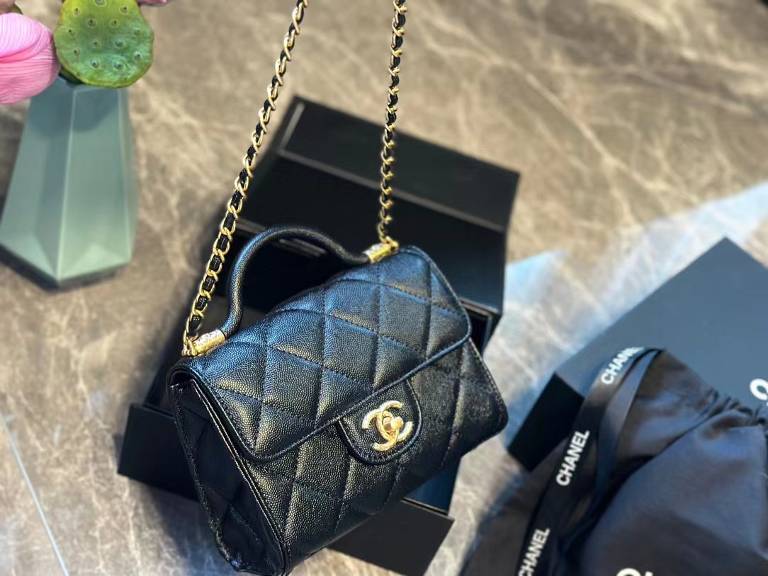 CHANE1 ゴールド バックル ダブル C チェーン ハンドバッグ【50％割引+送料無料】