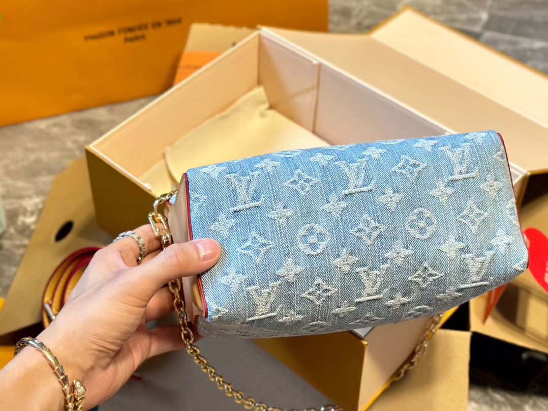 LV 四つ葉のクローバー ジャガード デニム チェーンバッグ【50％割引+送料無料】