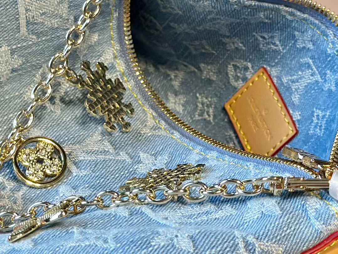 LV 四つ葉のクローバー ジャガード デニム チェーンバッグ【50％割引+送料無料】