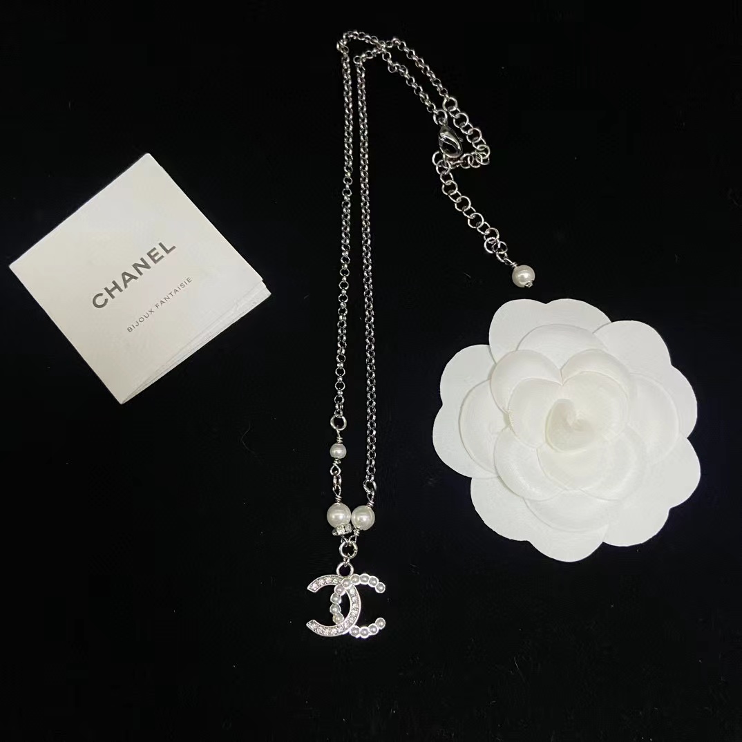 CHANE1 ダブルCパールネックレス【50％割引+送料無料】