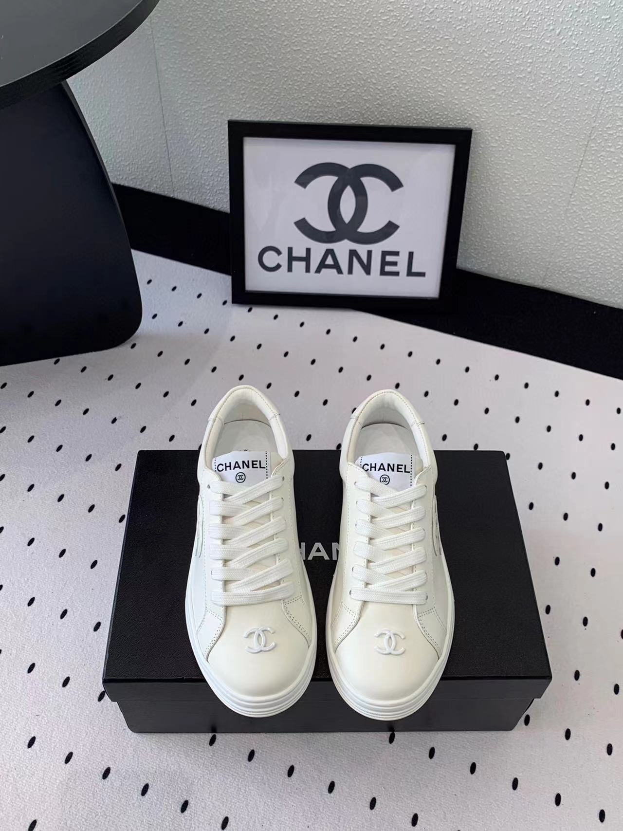 CHANE1 高品質レースアップダブルCロゴカジュアルシューズ【50％割引+送料無料】
