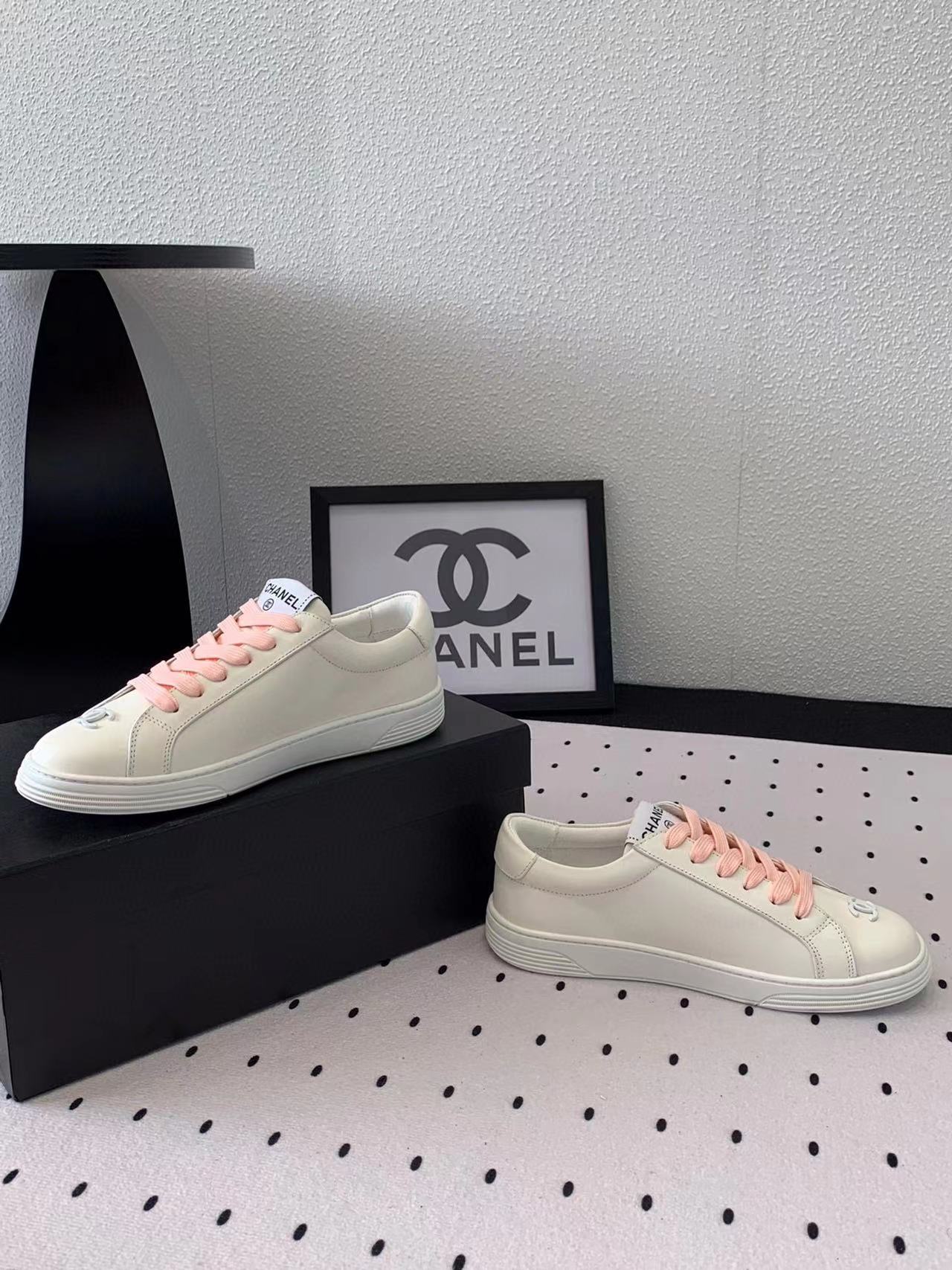 CHANE1 高品質レースアップダブルCロゴカジュアルシューズ【50％割引+送料無料】