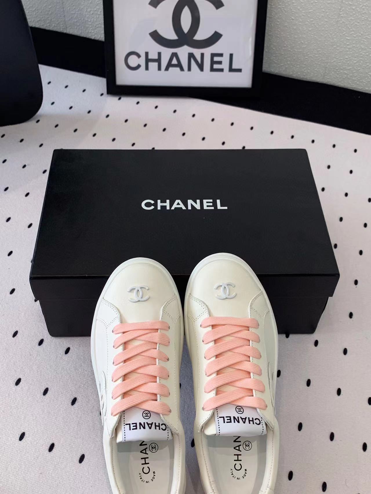CHANE1 高品質レースアップダブルCロゴカジュアルシューズ【50％割引+送料無料】
