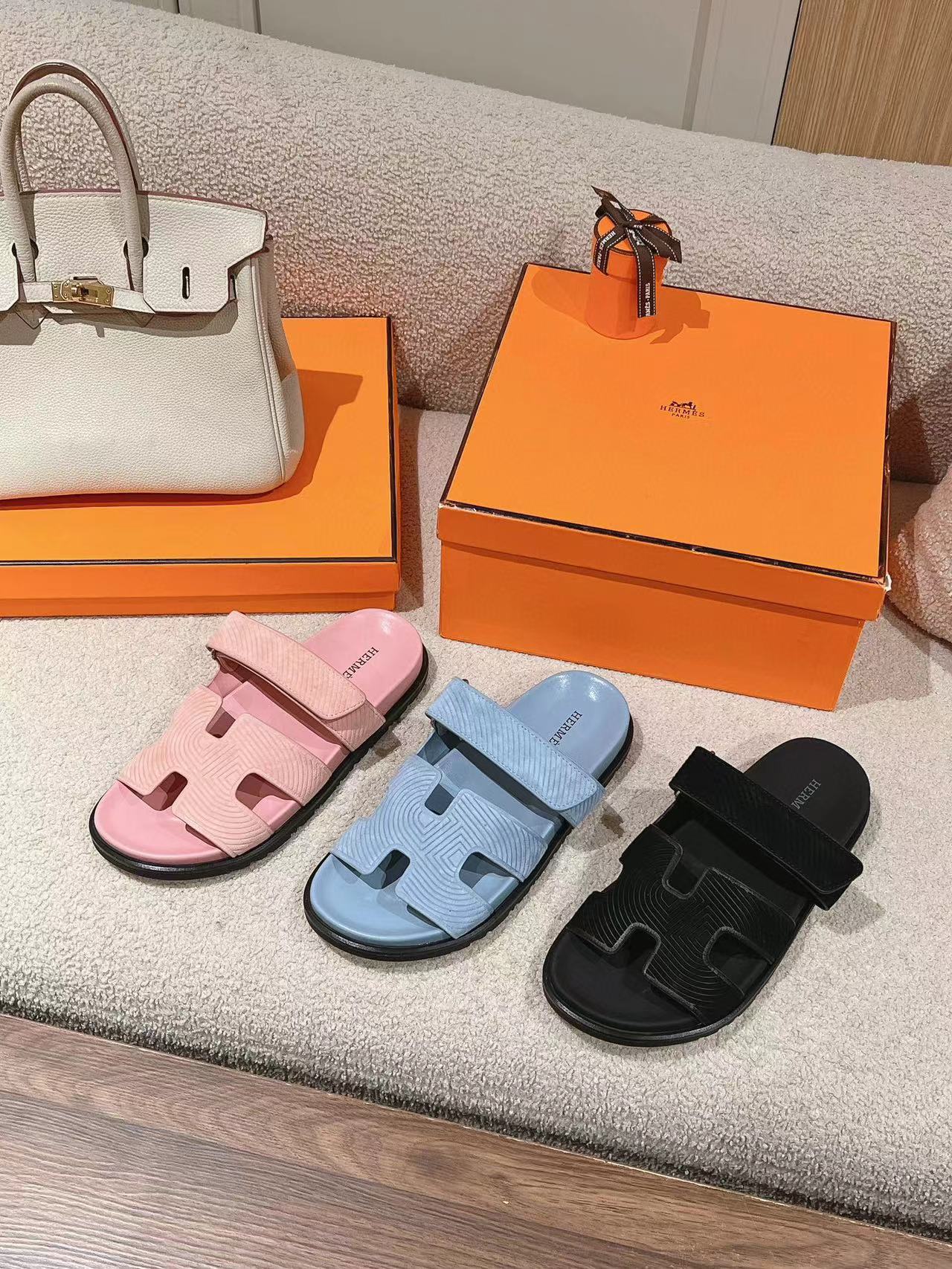 HERME5 高品質革製のスリッパ【50％割引+送料無料】