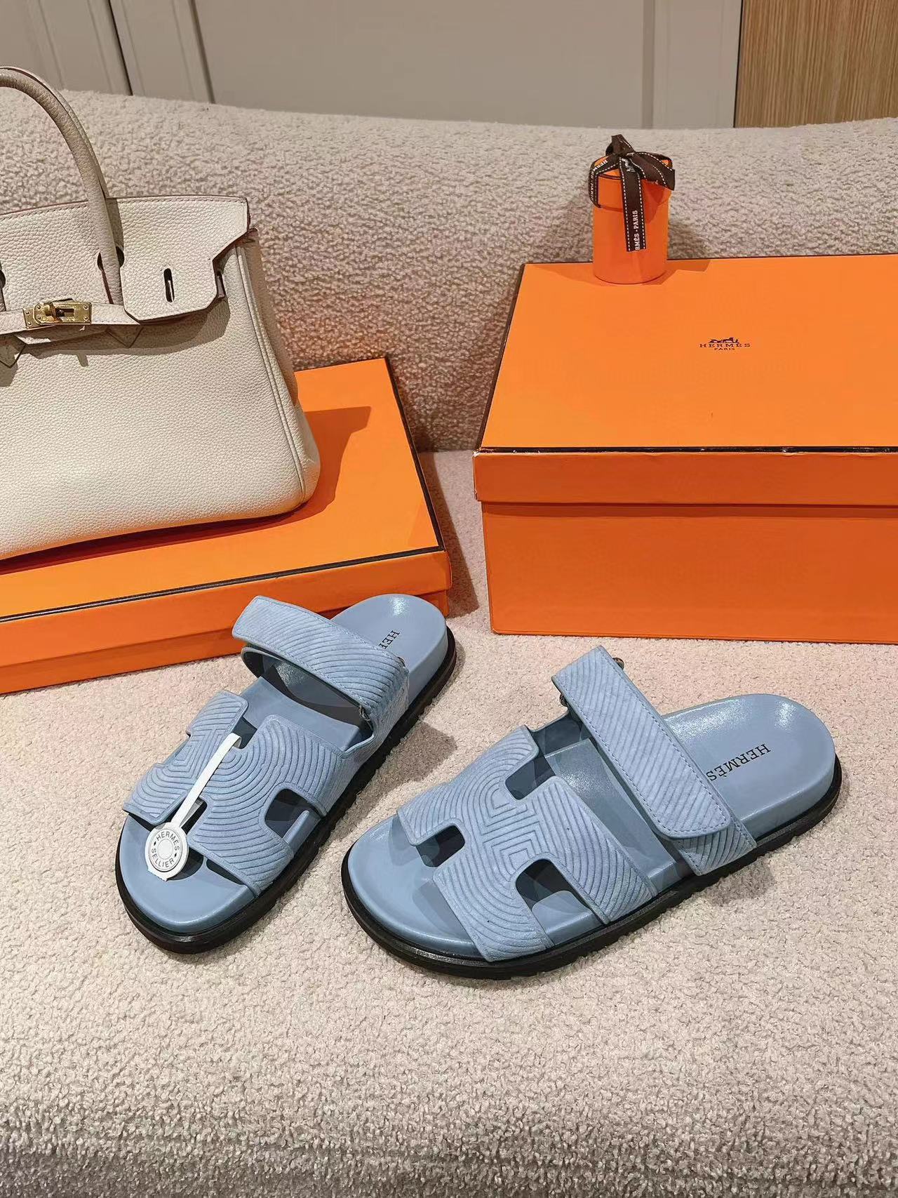 HERME5 高品質革製のスリッパ【50％割引+送料無料】