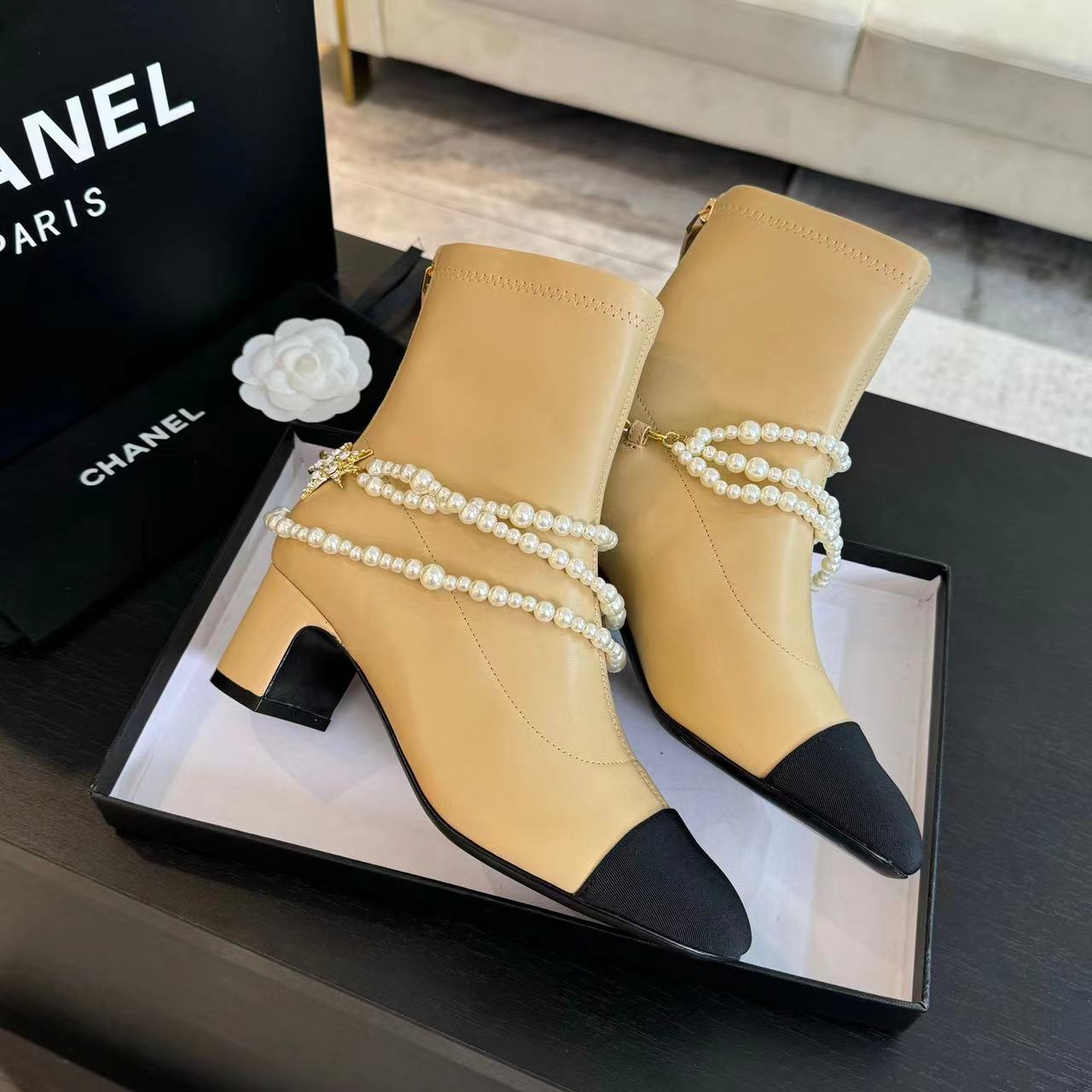 CHANE1 高品質カラーブロックパールブーティ【50％割引+送料無料】