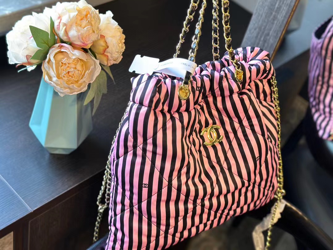 CHANE1 ストライプ ショッピングバッグ【50％割引+送料無料】