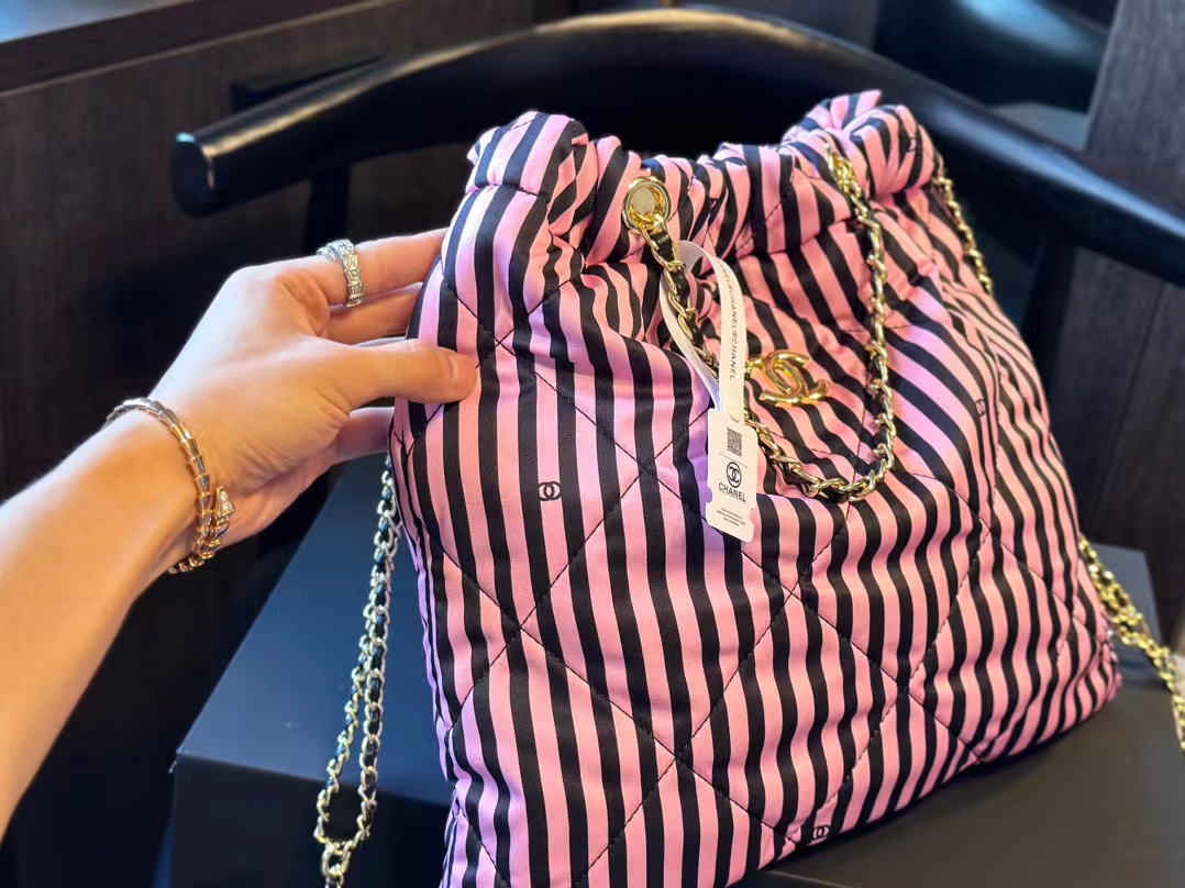 CHANE1 ストライプ ショッピングバッグ【50％割引+送料無料】