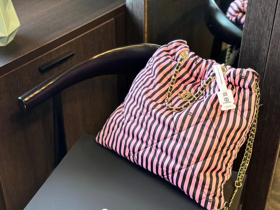 CHANE1 ストライプ ショッピングバッグ【50％割引+送料無料】