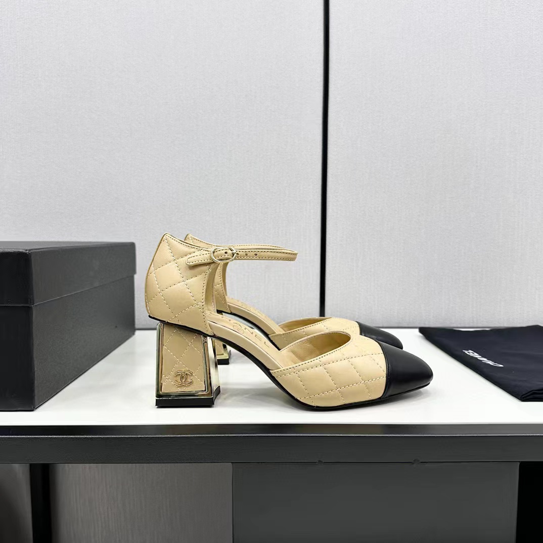 CHANE1 高品質シープスキン カラーブロック メリージェーン ハイヒール【50％割引+送料無料】