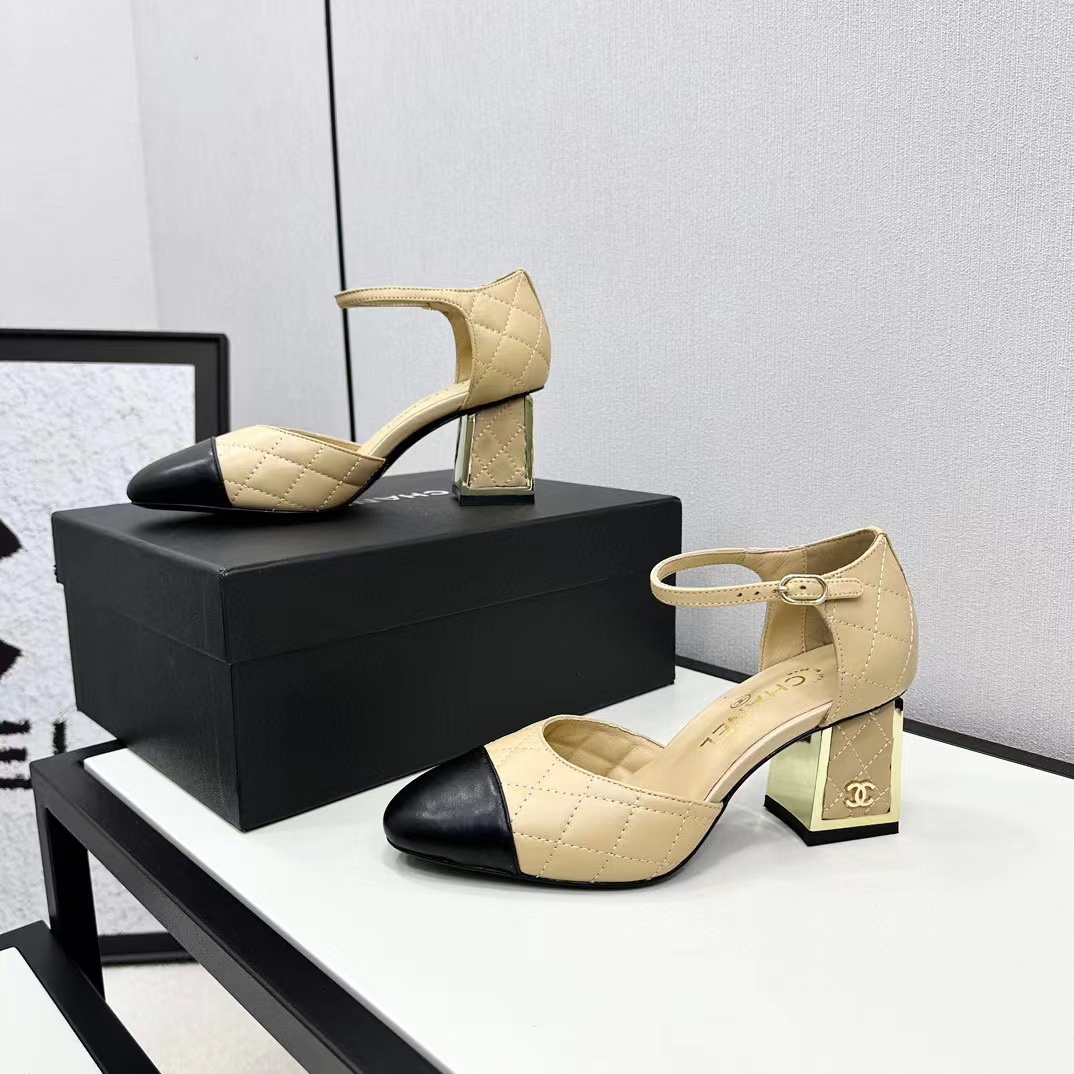 CHANE1 高品質シープスキン カラーブロック メリージェーン ハイヒール【50％割引+送料無料】