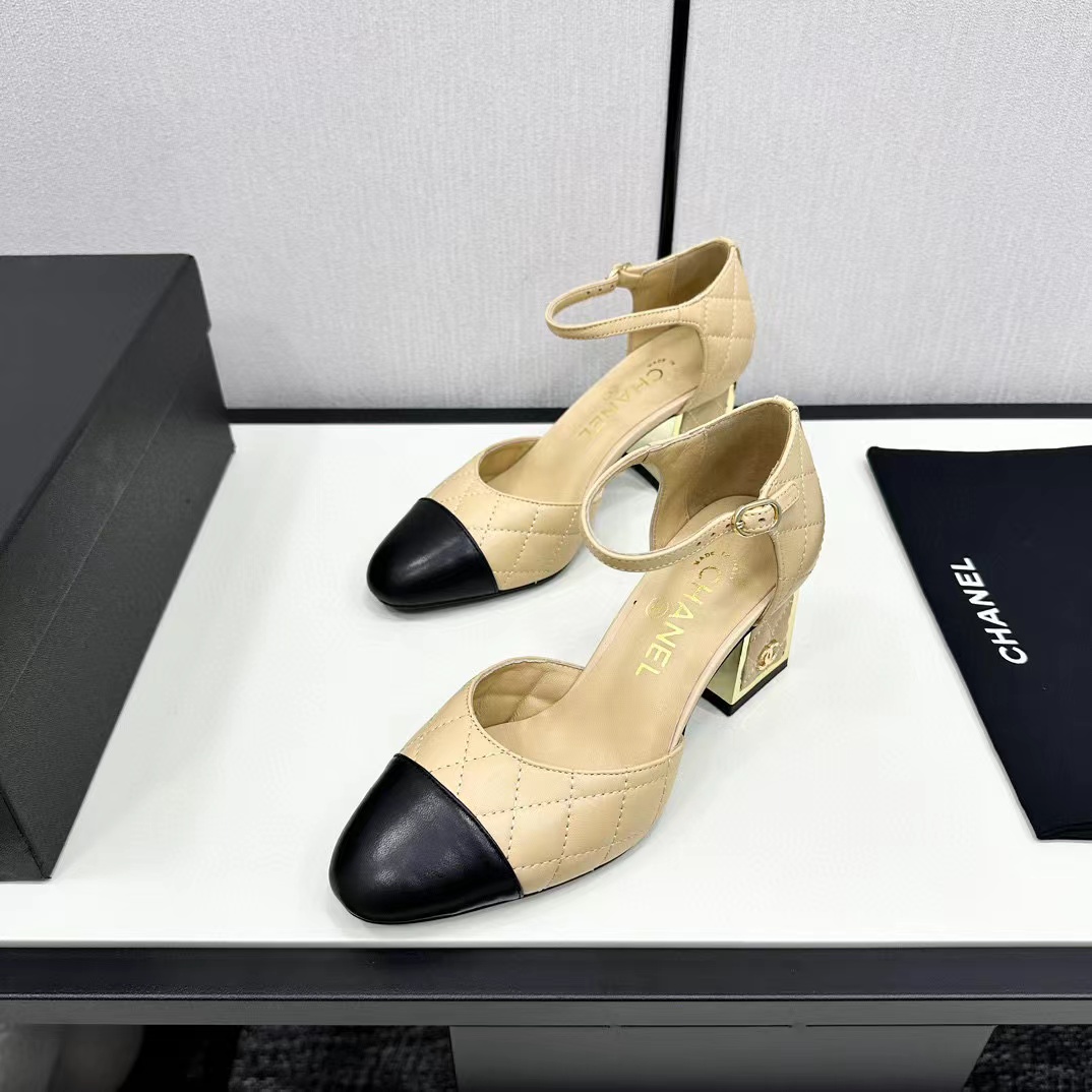 CHANE1 高品質シープスキン カラーブロック メリージェーン ハイヒール【50％割引+送料無料】