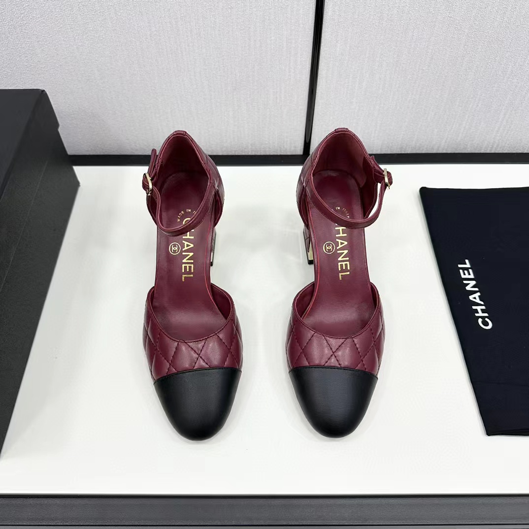 CHANE1 高品質シープスキン カラーブロック メリージェーン ハイヒール【50％割引+送料無料】