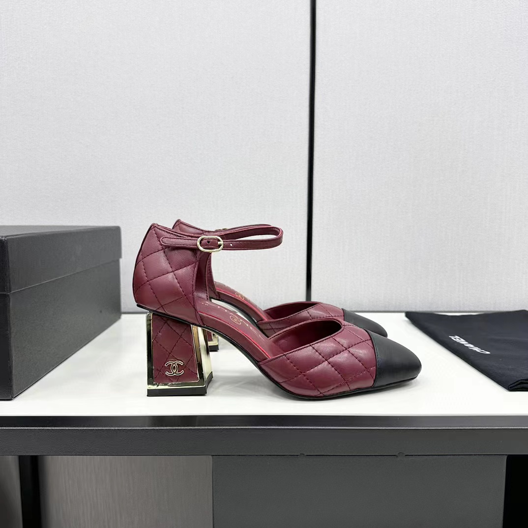 CHANE1 高品質シープスキン カラーブロック メリージェーン ハイヒール【50％割引+送料無料】