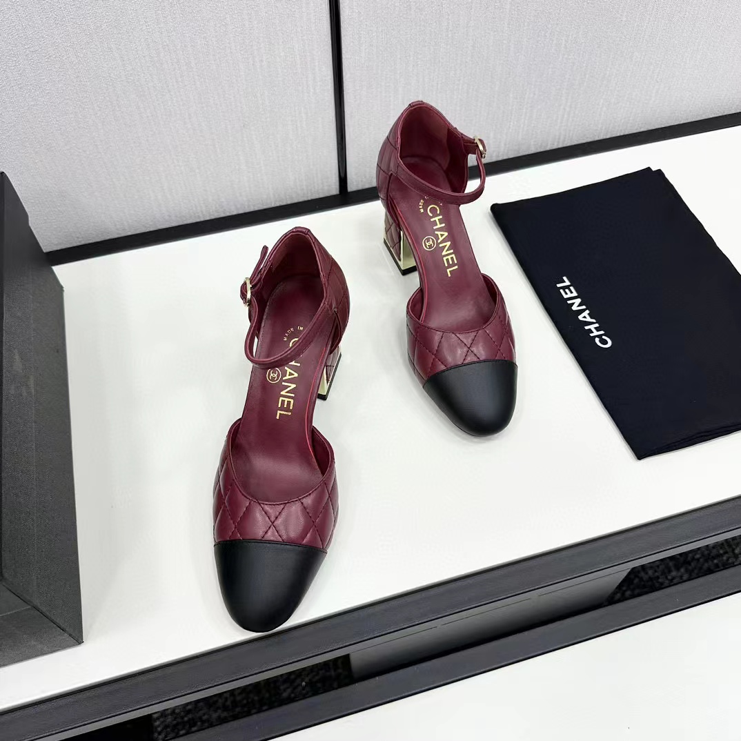 CHANE1 高品質シープスキン カラーブロック メリージェーン ハイヒール【50％割引+送料無料】